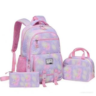 Nova Kit Escolar Mochila Infantil Menina Lancheira E Estojo