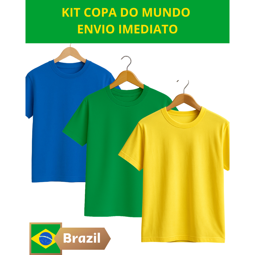 Kit Camiseta masculina feminina Copa do Mundo Lisa em Oferta na Shopee