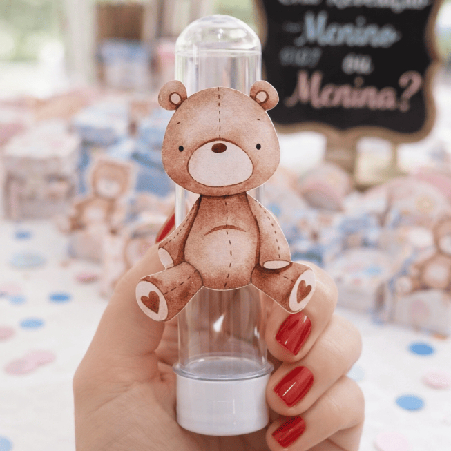 Aplique Ursinho Chá Revelação | Aplique para Tubete | Decoração Menino ou Menina