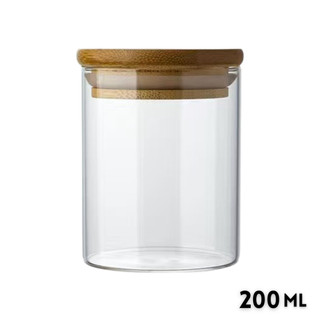 Pote Hermético Vidro Borossilicato 200ml Tampa Madeira