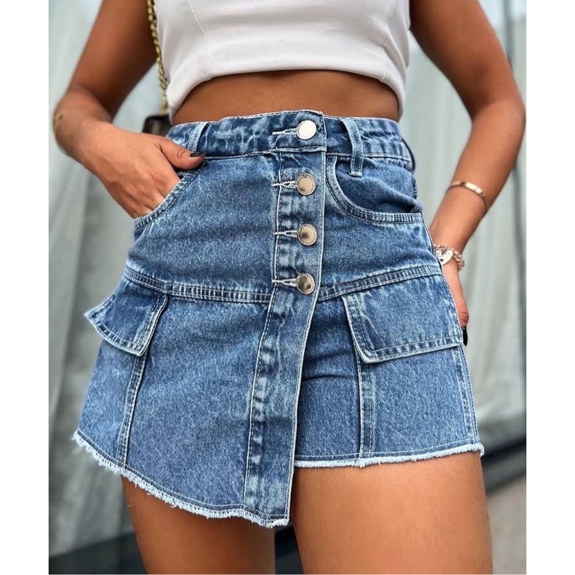 Short saia jeans