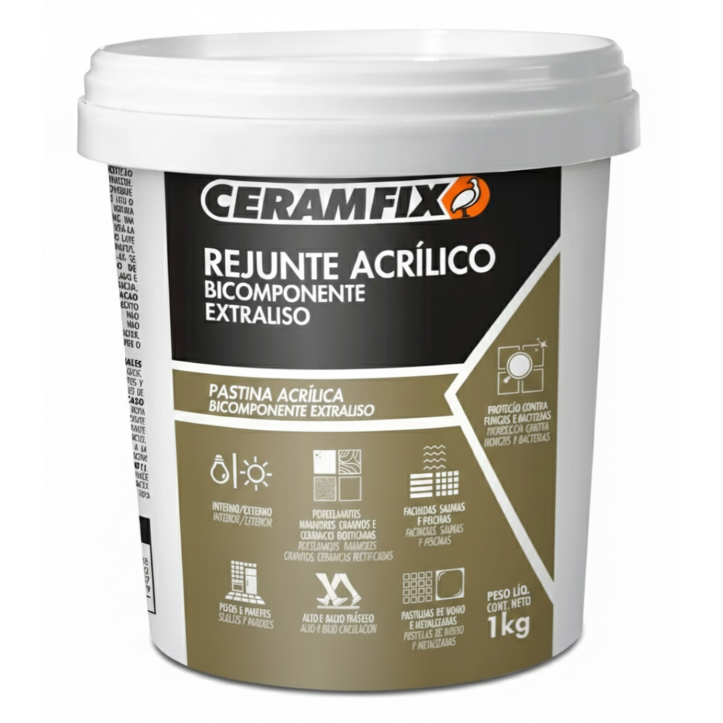 Rejunte Acrílico Bicomponente Extraliso Ceramfix 1kg - Escolha as Cores