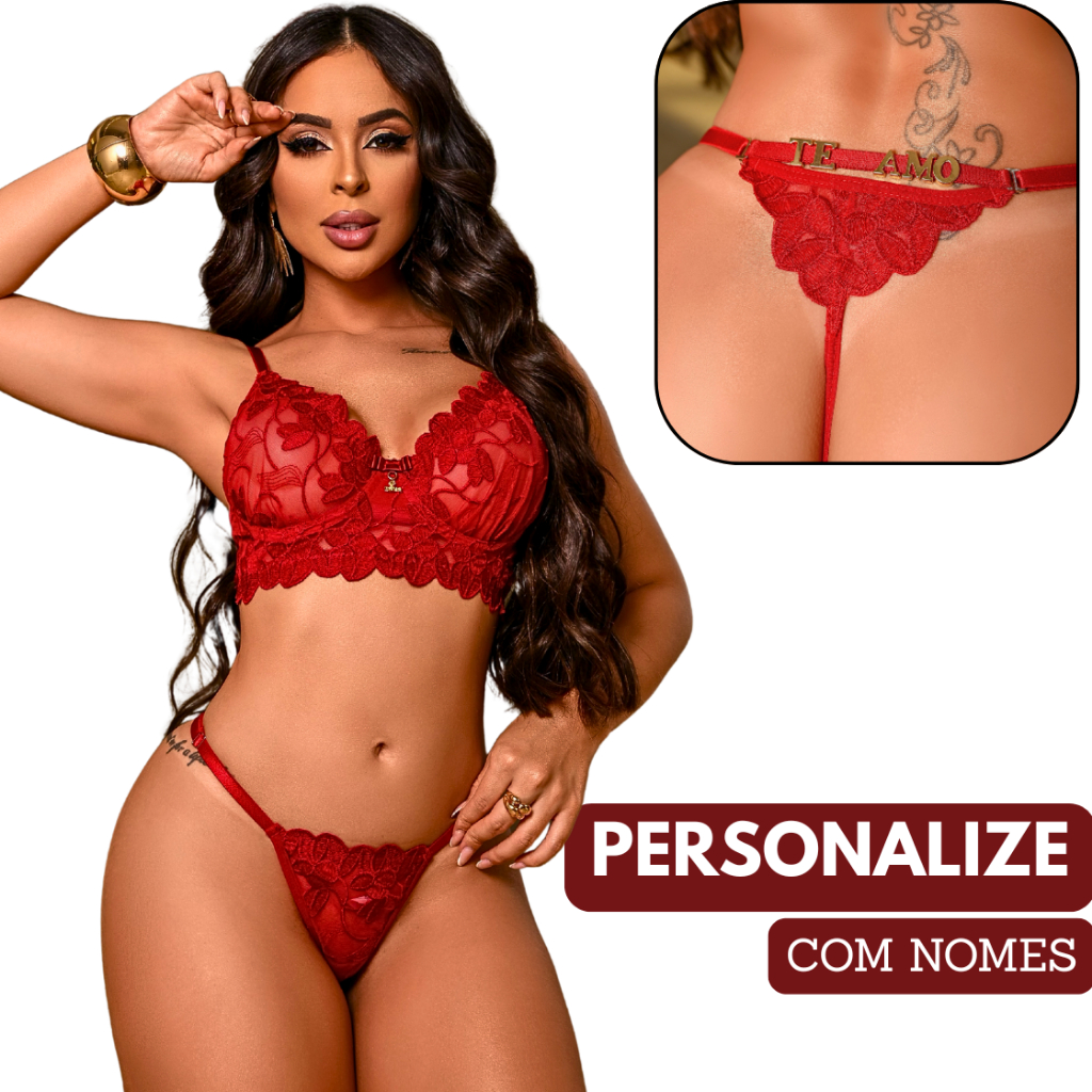 Lingeries Sensuais Calcinha Personalizada Letras Tule Bordado Langerie Conjunto Feminino Lingerie em Oferta na Shopee