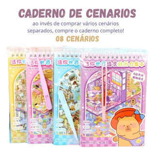Livro Adesivos Diy 3d 8 Cenários + Pinça Fofos Anti Stress E Ansiedade