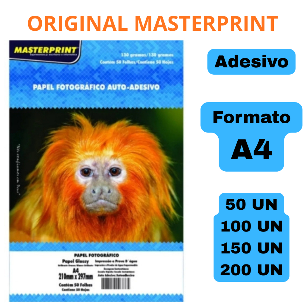Papel Fotográfico ORIGINAL Masterprint Glossy Adesivo 130g à Prova D'água A4 em Oferta na Shopee