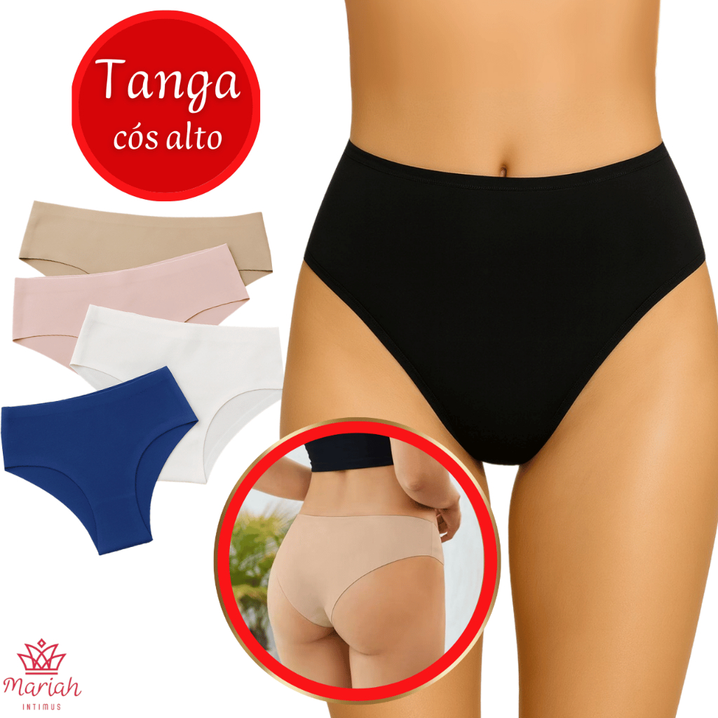 Kit 5/3 ou 2 Calcinhas Cos Alto Sem Costura Corte Laser em Oferta na Shopee