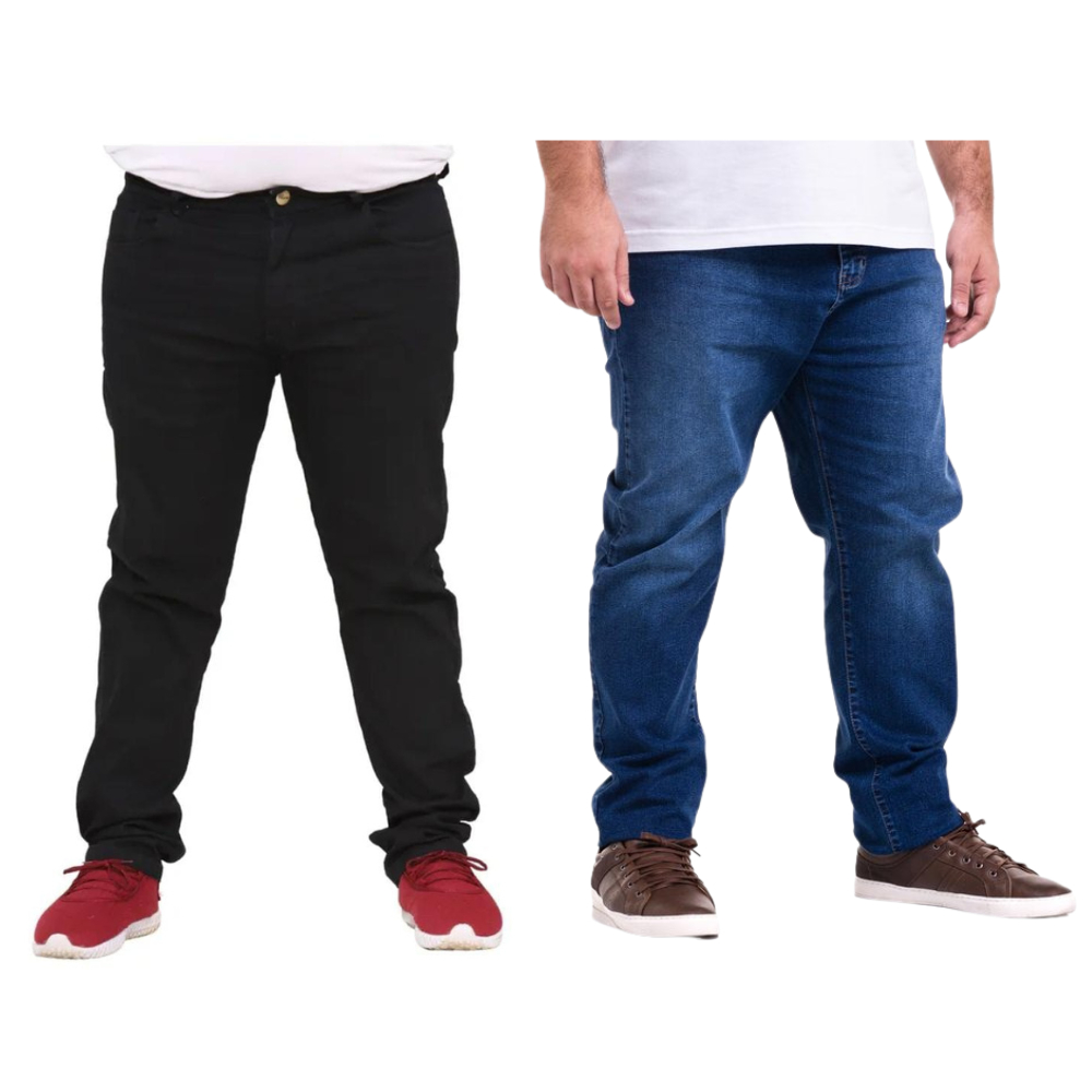 Calças Jeans Masculina Slim Com Lycra Confortável Moda Casual Plus Size