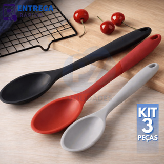 Kit 2 ou 1  Colher de Arroz Grande Utensílios de Cozinha de Silicone Antiaderente Cinza Preto em Oferta na Shopee