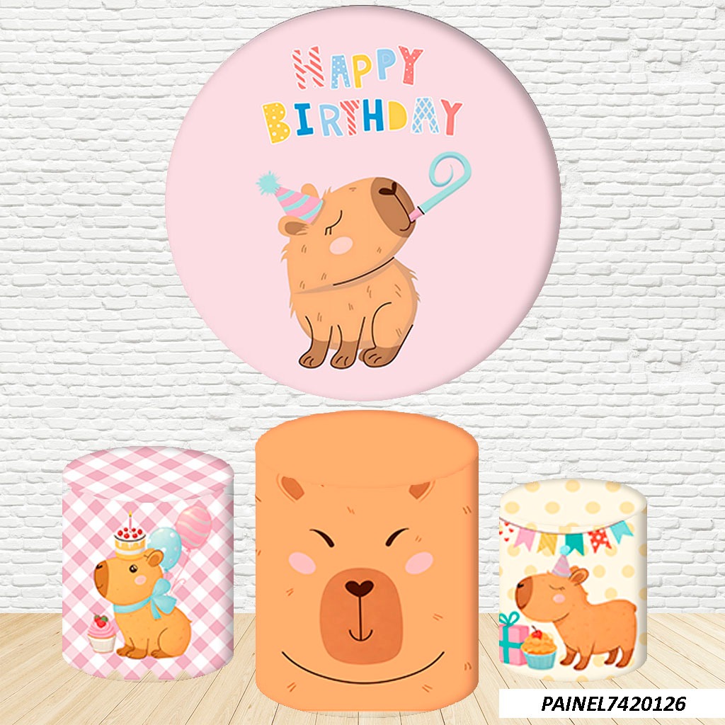 Kit de Capas Painel Redondo Sublimado Capivara  1,50M + Trio Capas de Cilindro C/Elástico em Oferta na Shopee