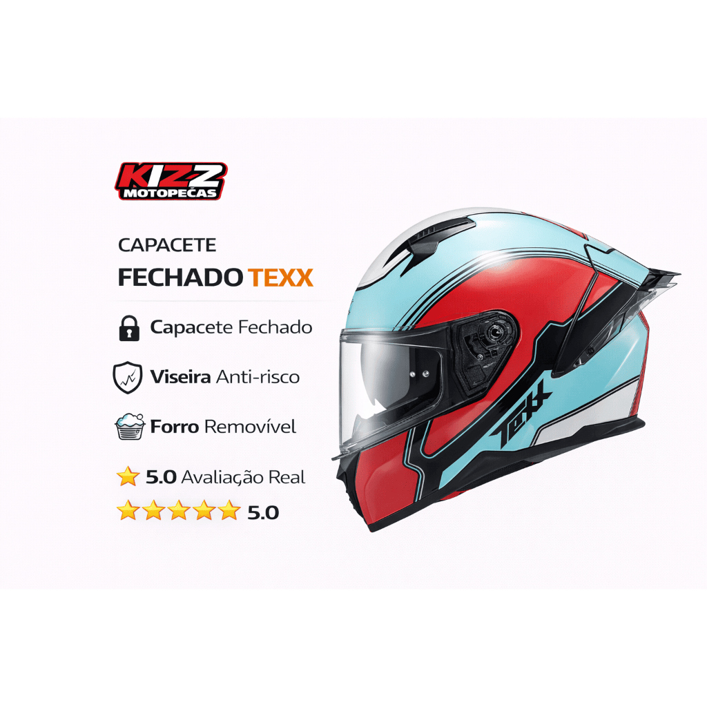 Capacete Fechado Texx Raptor Viseira Anti-Risco Forro Removível Compatível com Intercomunicador em Oferta na Shopee