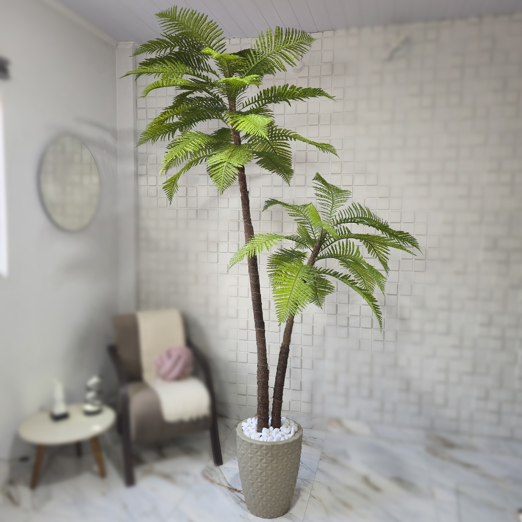 Palmeira Artificial Coqueiro 220cm Grande Toque Real Vaso Pedra