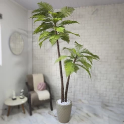 Palmeira Artificial Coqueiro 220cm Grande Toque Real Vaso Pedra