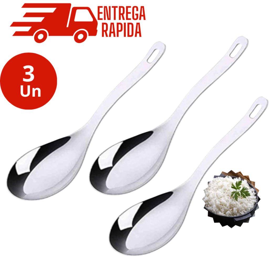 Kit 3/6/2 Colher Para Servir Arroz Media 23 cm Aço Inox Premium Multiuso Utensílios de Cozinha — imagem 1