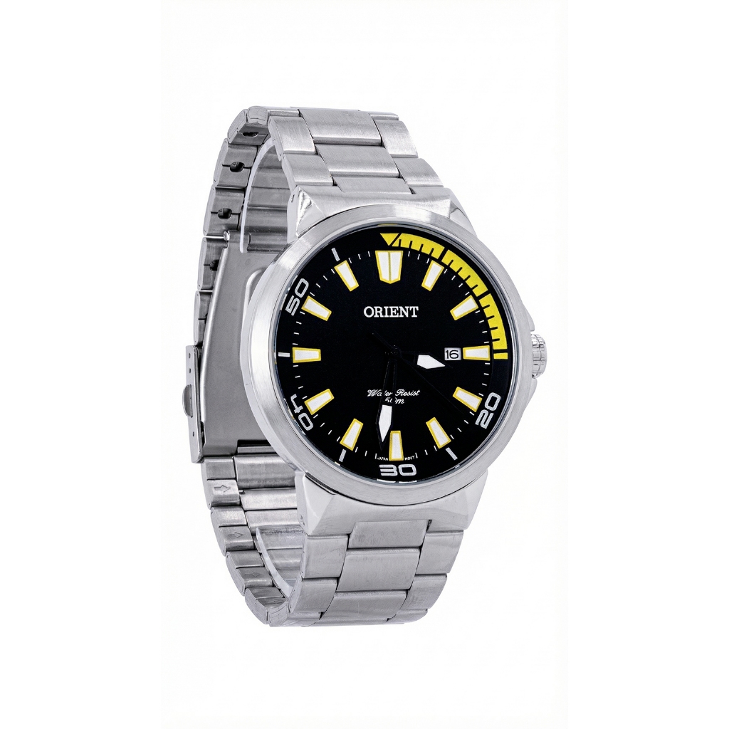 Relógio Masculino Orient Prata Visor Preto Amarelo Casual Original Prova D'água Garantia 1 ano em Oferta na Shopee