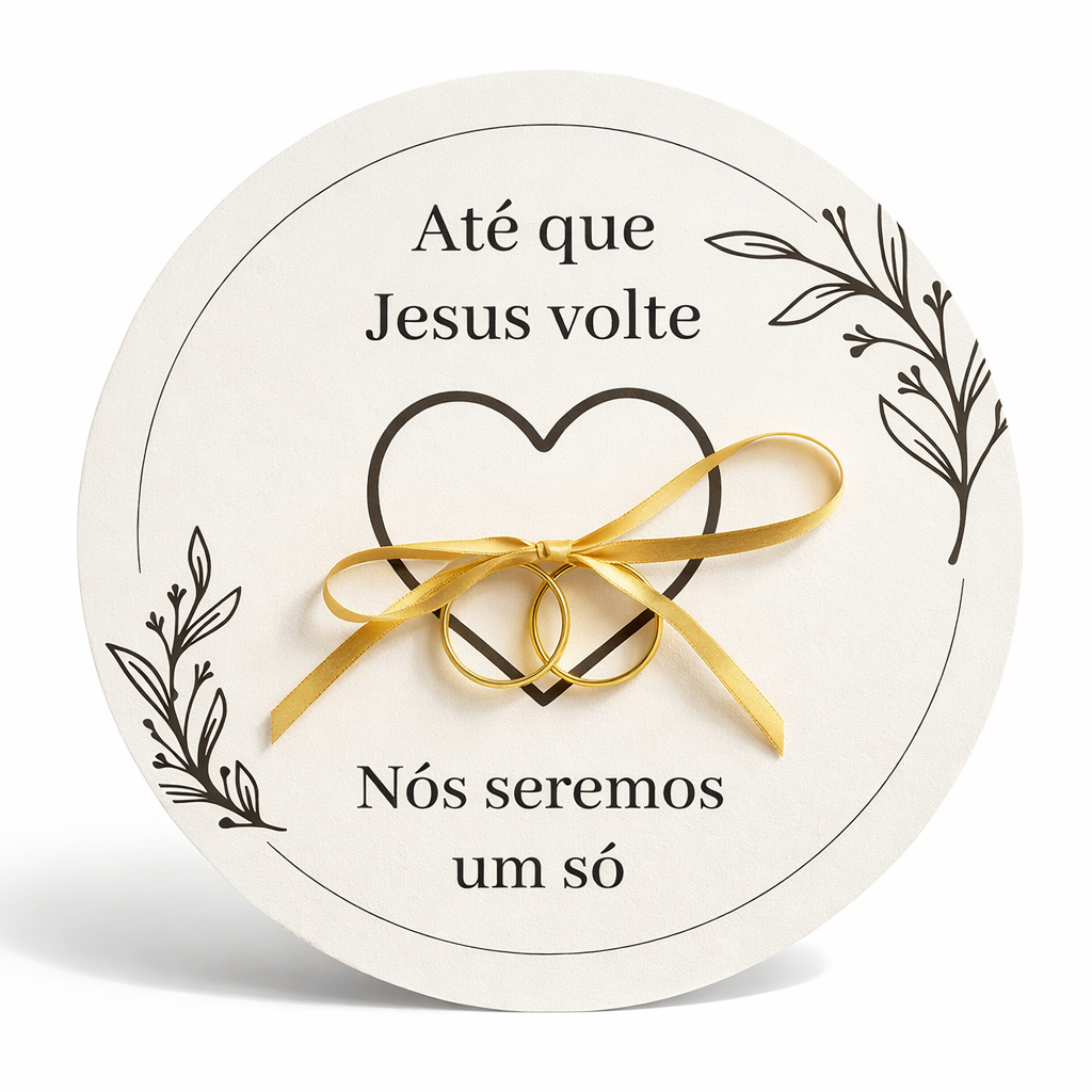 Porta Aliança Cristão Branco MDF Premium Casamento Até Que Ele Jesus Venha Luxo