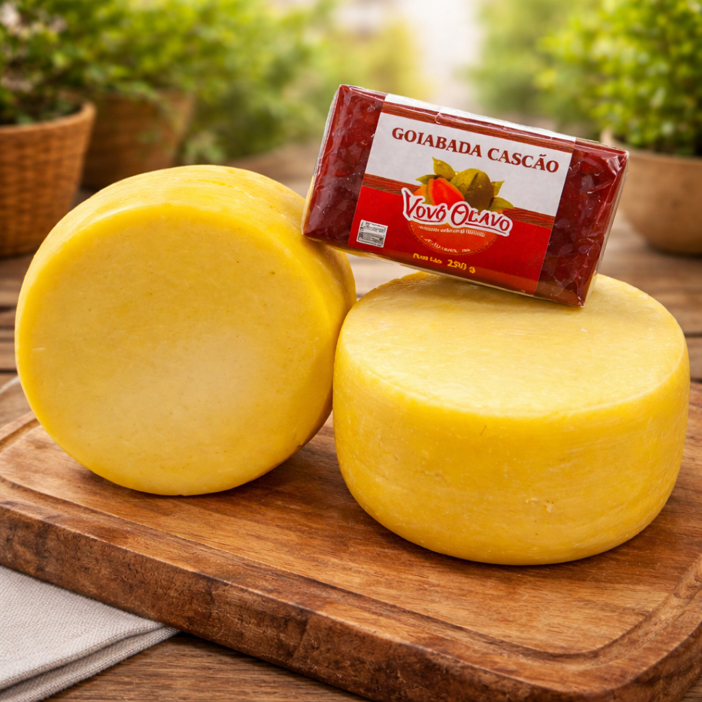 Kit 2 Queijos Minas Meia Cura + Goiabada Cascão Vovó Olavo 250g – Sabor Tradicional de Minas