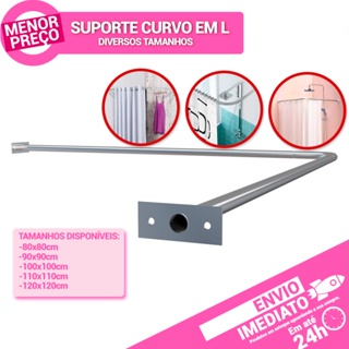 Suporte Varão em L Bastão Tubo Curvo Alumínio resistente para Cortina Box Banheiro Lavabo em Oferta na Shopee