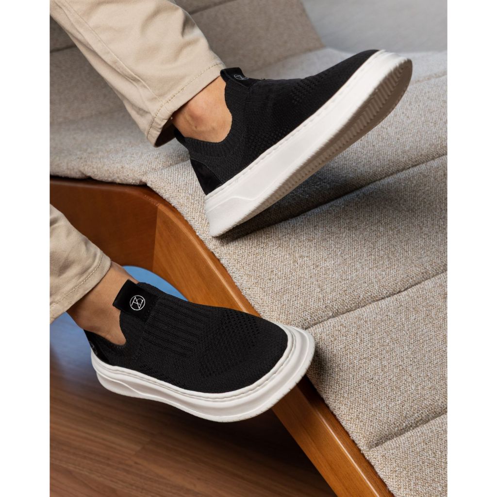Tênis Knit Masculino Meia Confortável Palmilha Em Gel  Solado Costurado Calce fácil  e Leve Dia dos Pais