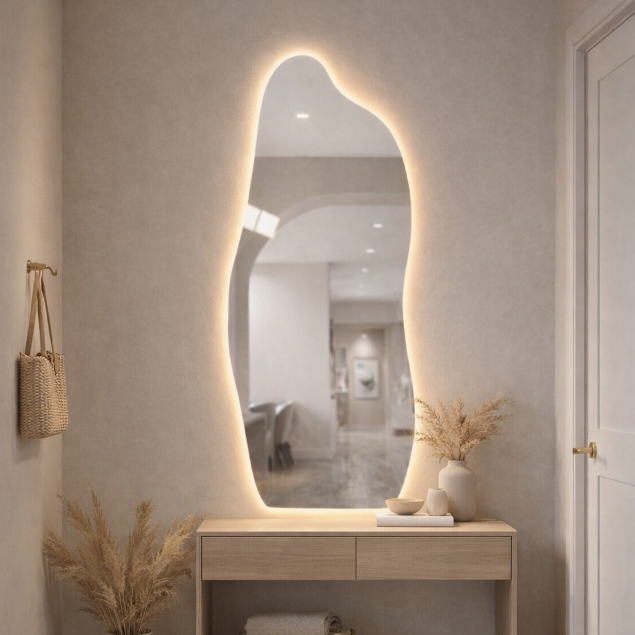 Espelho Flame 50x120 Orgânico Com LED Quente ou Frio Lançamento Corpo Inteiro Decoração Luxo em Oferta na Shopee