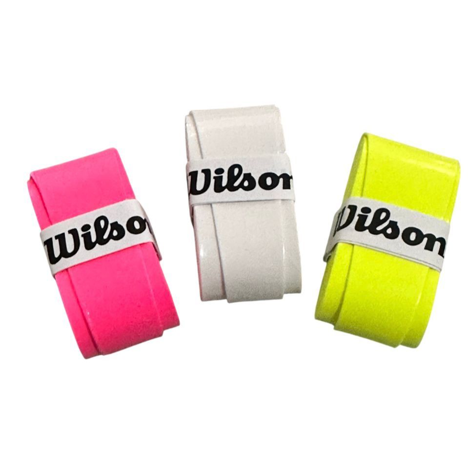 Kit 3 overgrip  liso (1 branco, 1 rosa neon, 1 amarelo neon), para Beach Tennis, Tênis e Padel.