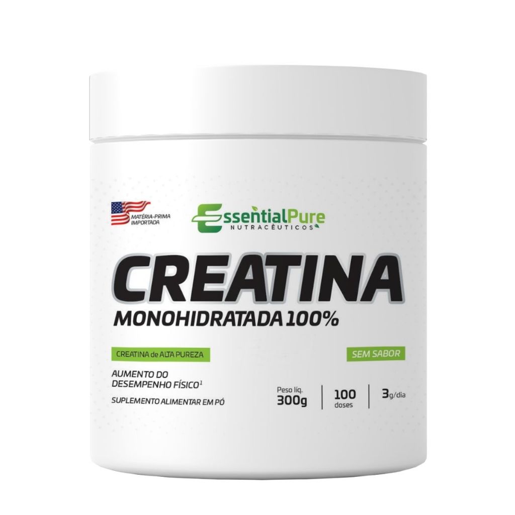 Creatina 300g Monohidratada 100% Pura Sem Sabor Creapure - Essential Pure