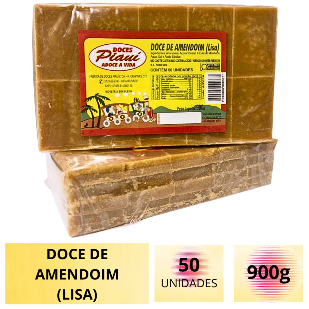 Pacote Paçoca Lisa 900g C/ 50un - Doces Piaui - Festa Junina em Oferta na Shopee