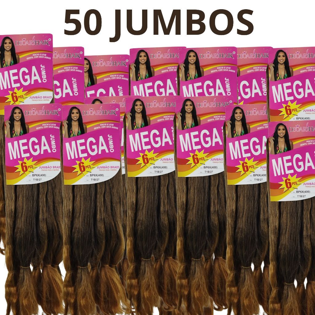 KIT 50 JUMBOS DA COR T1B/27 PARA TRANÇA BOX BRAID 400G DA DSOAR HAIR