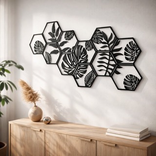 Placa Decorativa Parede Quadro Folhagem 25x25 Mdf Monte como Quiser Decoração Sala em Oferta na Shopee