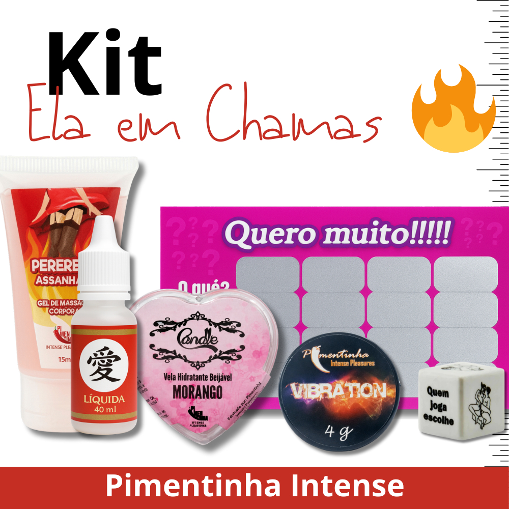 Kit Ela em Chamas (6 Itens) – Vela comestivel, Dado, Lubrificante - Experiência Sensorial Ele e Ela em Oferta na Shopee