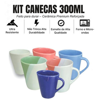 Jogo de Canecas de Cerâmica Esmaltada 300ml | Caneca Esmaltada | Xícaras para Café |