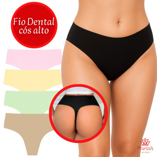 Kit 5 ou 3 Calcinhas  Fio Dental Cos Alto  Sem Costura Corte Laser