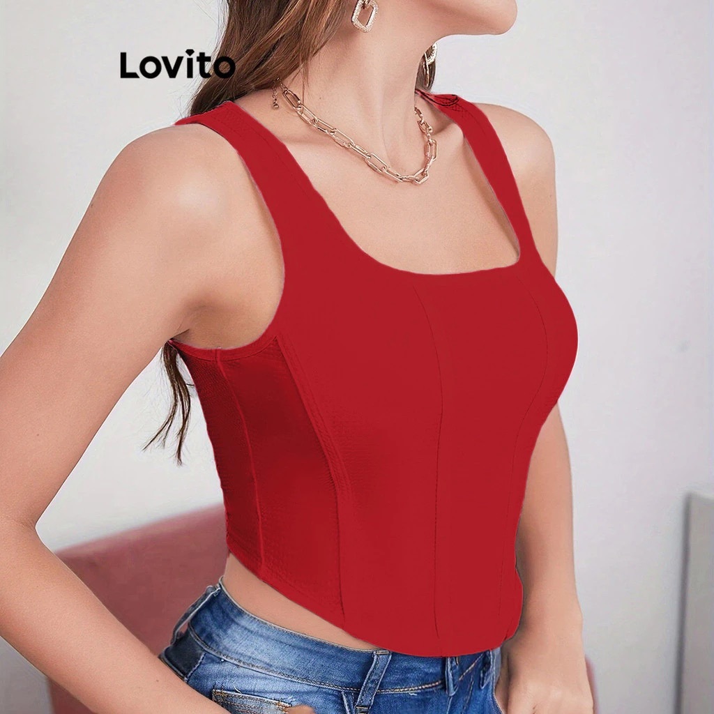 Lovito Blusa Alcas Finas Casual Feminina TKB108ED1021 em Oferta na Shopee