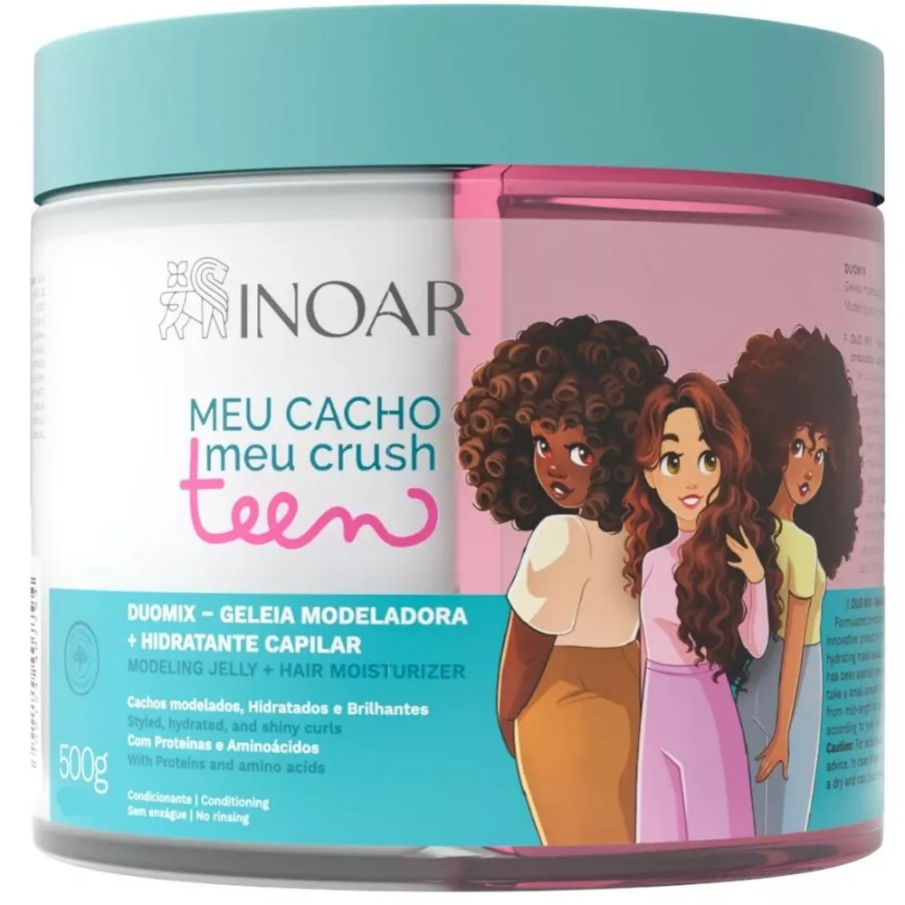 Gelatina Ativadora de Cachos Inoar Meu Cacho Meu Crush 500g - Definição e Redução de Frizz, Fórmula Vegana
