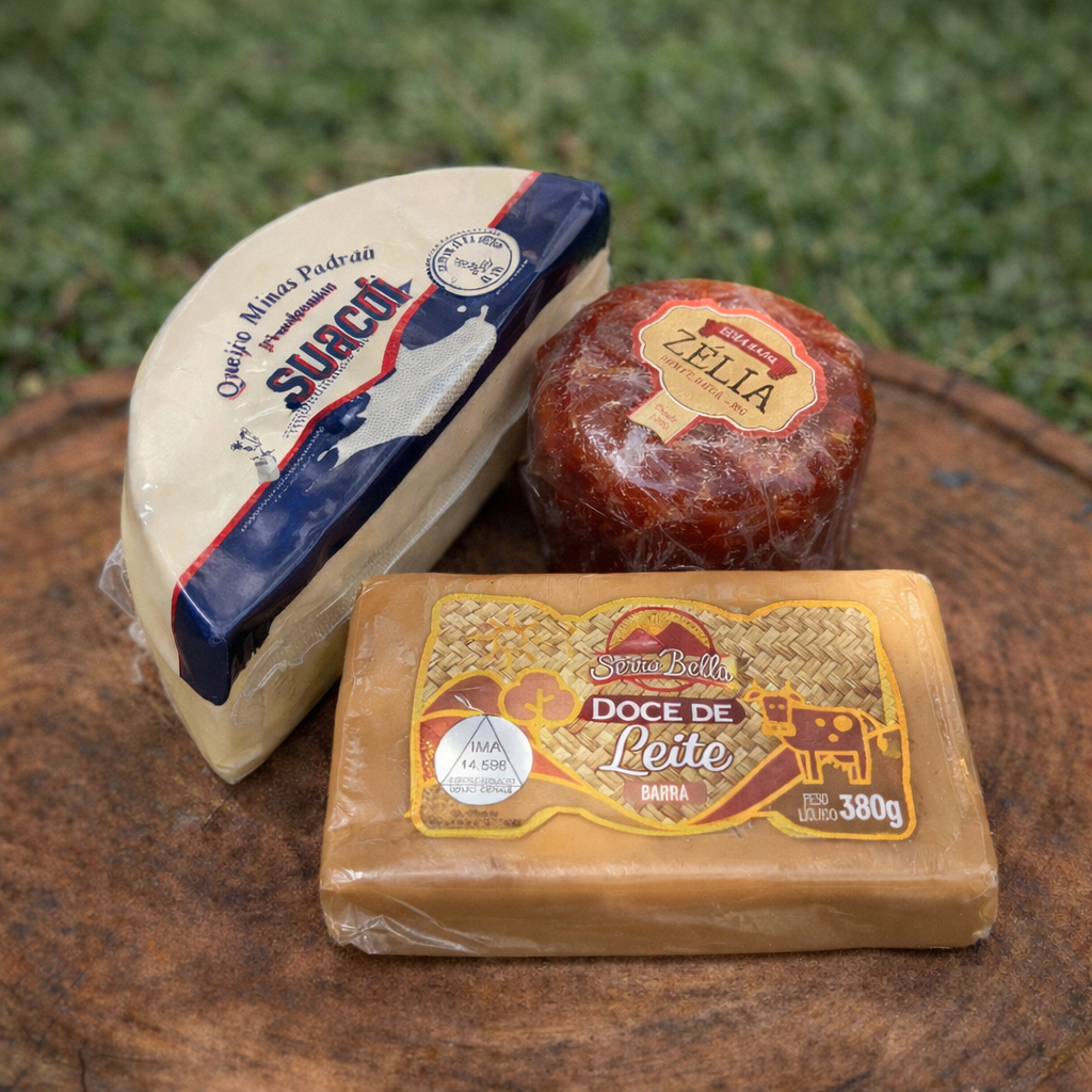 Kit Combo Econômico – Queijo Minas Suaçuí 400g, Goiabada Barra 300g e Doce de Leite 380g