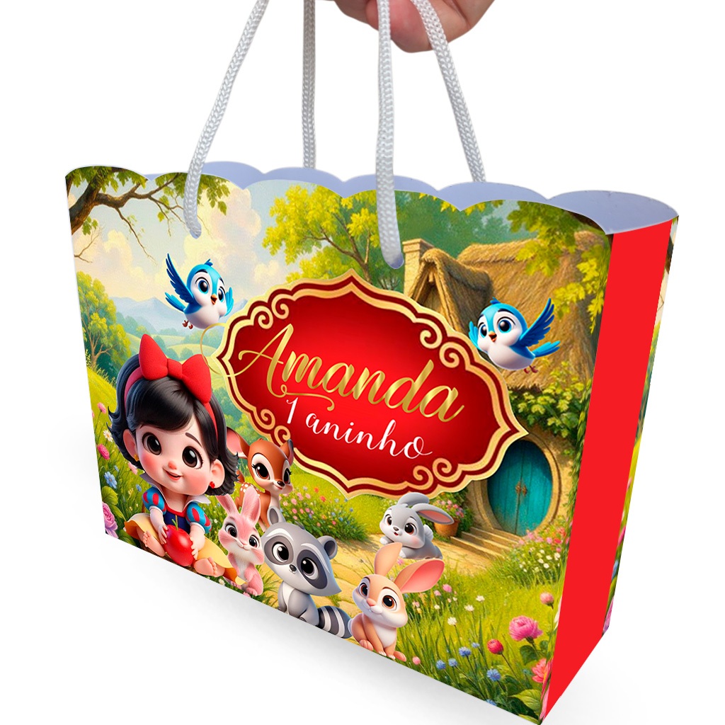 PEGUE E MONTE -  Sacolinha Branca de Neve Baby - Sacolinha de lembrancinha para festa
