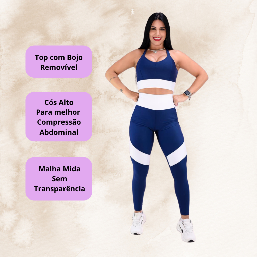 Conjunto Fitness Feminino Legging Calça Top para Academia Conforto Segurança Sem Transparência