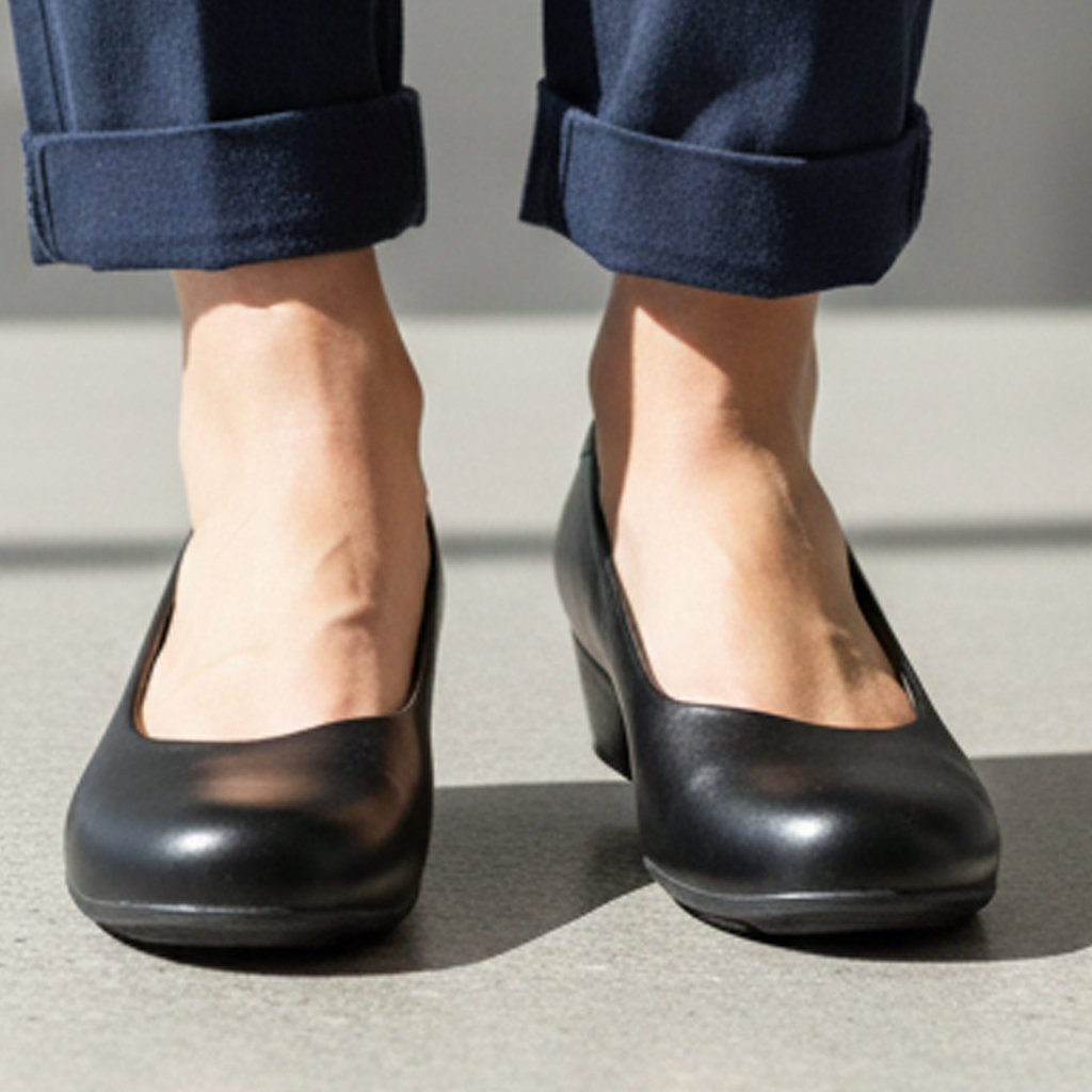 Sapato Feminino Social Ortopédico Militar Ultraconforto Salto Baixo Um Sapato Social Feminino Lindo