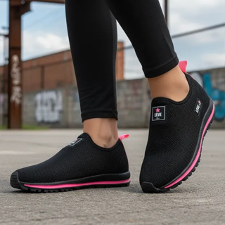 Calce facil feminino estiloso design moderno conforto prasticidade flexivel macio academia caminhada em Oferta na Shopee