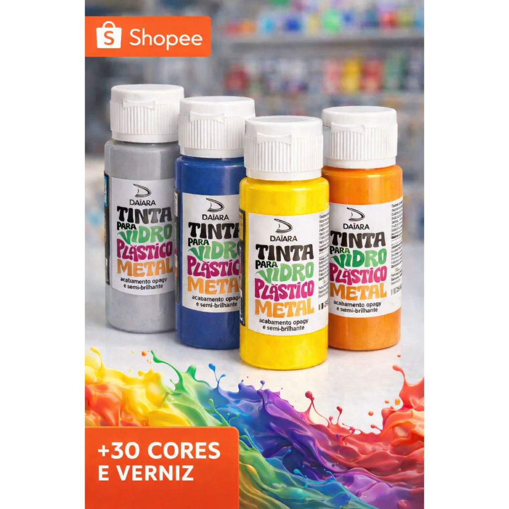 Tinta para Vidro, Metal, Plástico, Pet, Acrílico,  DAIARA 60ml em Oferta na Shopee