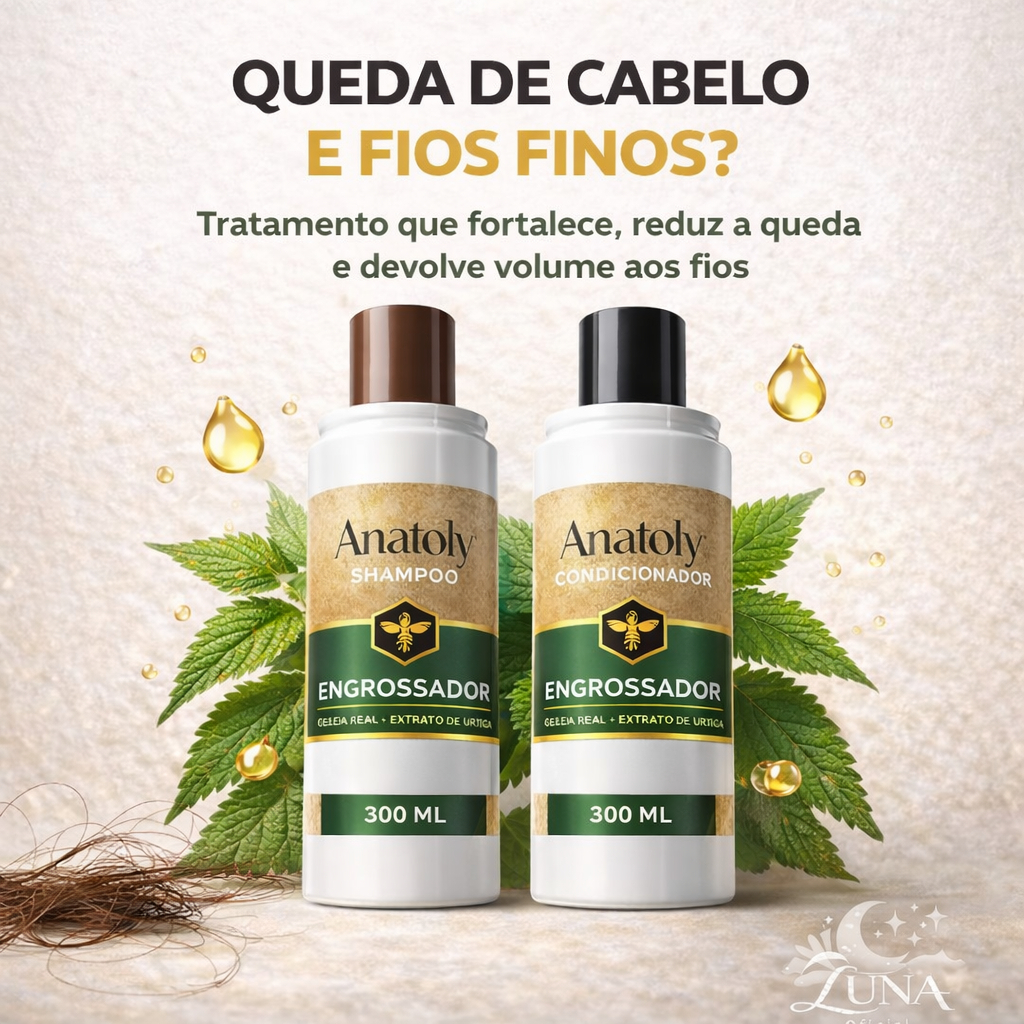Shampoo Engrossador Antiqueda 300ml + Condicionador 300ml Cabelos Mais Fortes e Volumosos