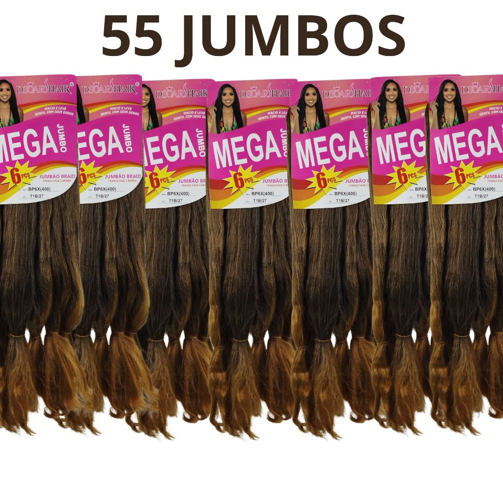 KIT 55 PACOTES DO CABELO JUMBO 400G PARA TRANÇAS BOX BRAID COR T1B/27