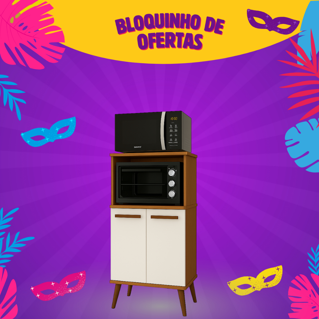 Imagem Paneleiro Organizador de Cozinha para Microondas e Forno 2 Portas Lisboa