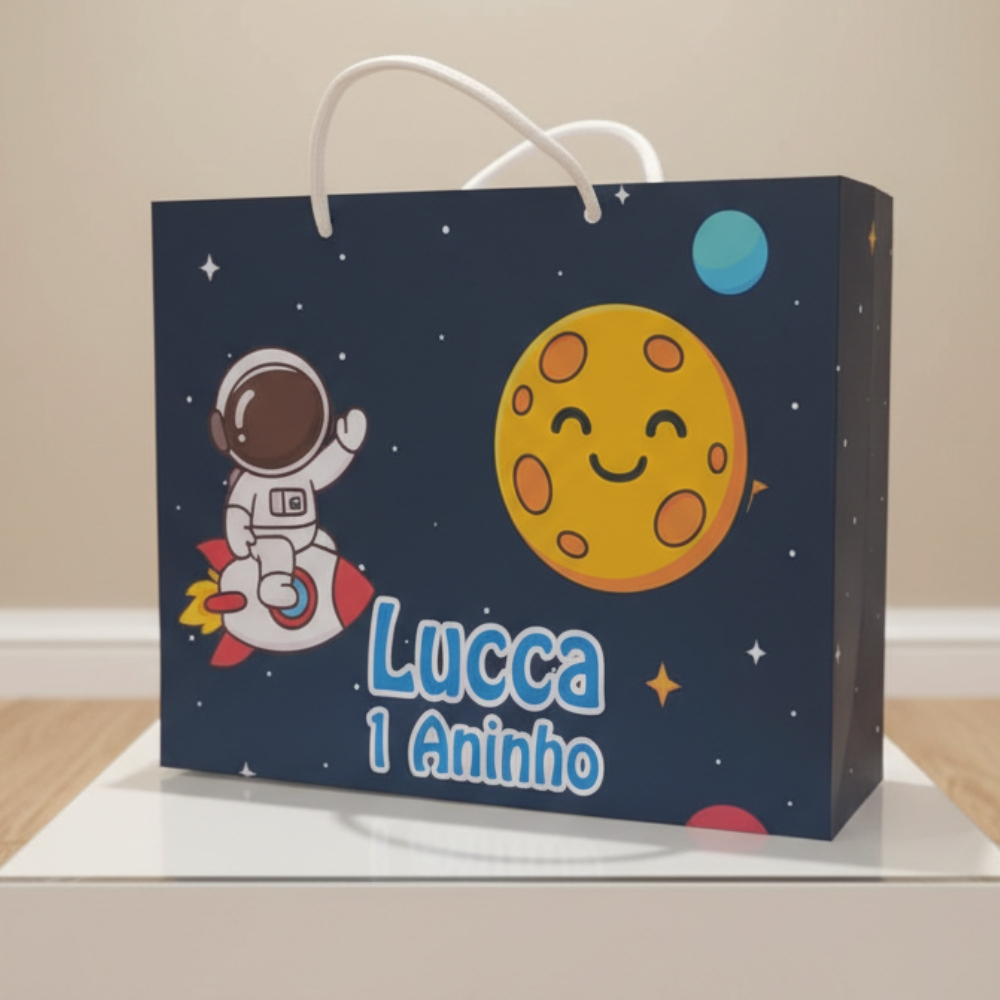 Sacolinha Personalizada Astronauta | Sacola | Lembrancinha com Nome | Aniversário| PEGUE E MONTE