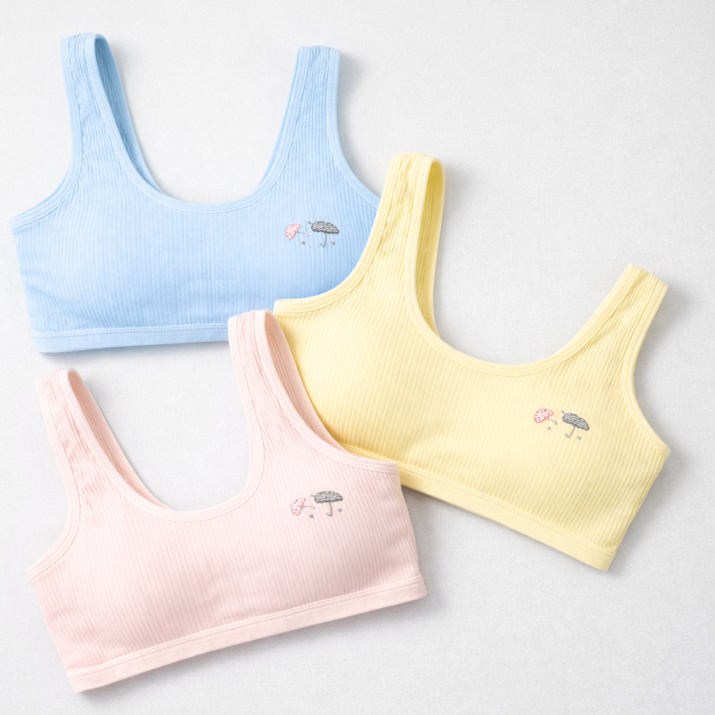 Kit 3, 2 e Unitário Sutiã Top Infantil Juvenil Menina Bojo Removível Conforto, Segurança e Liberdade no Dia a Dia