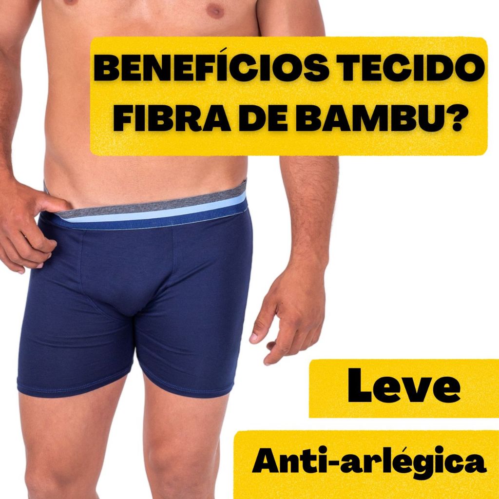 Kit 3 Cueca Box Fibra De Bambu Long Leg Boxer Malha em Oferta na Shopee