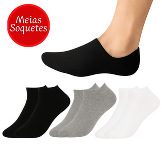 Kit 15/12 ou 6 Pares Meia Soquete Respirável Unissex Sortidas Adulto