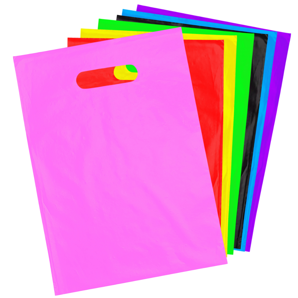 Kit 100 Sacolas Plástica Alça Vazada 16x22 Lisa Boca De Palhaço