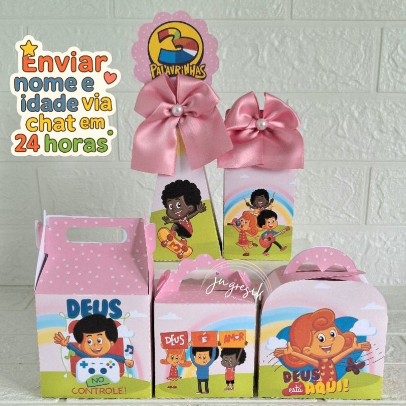 Kit Festa Personalizados 3 palavrinhas MENINA | Lembrancinhas | Mimo | Caixinhas para festa