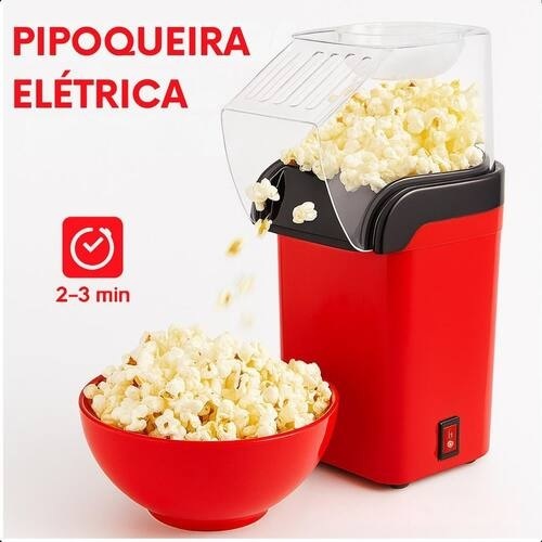 Máquina de Pipoca Elétrica 110V Compacta | Pipoca Rápida e Saudável