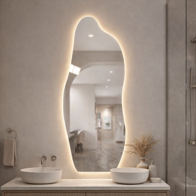 Espelho Flame Orgânico Com LED Quente ou Frio Corpo Inteiro Pinterest Quarto Sala Banheiro Promoção em Oferta na Shopee